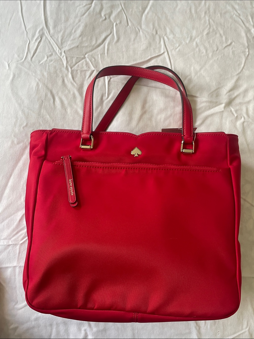 NWT kate spade Red canvas Tote with Gold Spade Accent